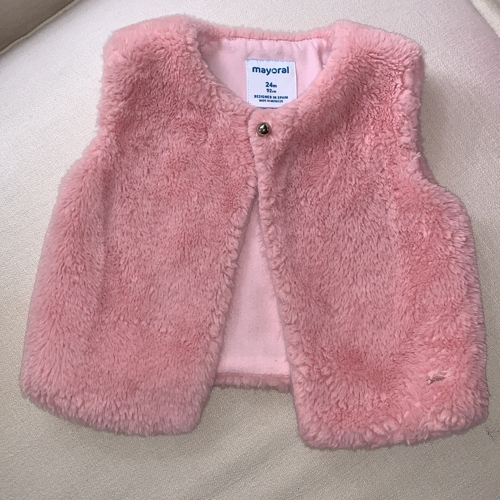 Mayoral Pink Fur Vest